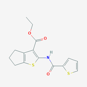 molecular formula C15H15NO3S2 B377819 Ethyl 2-[(2-thienylcarbonyl)amino]-5,6-dihydro-4H-cyclopenta[b]thiophene-3-carboxylate CAS No. 189067-62-7