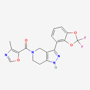 [3-(2,2-Difluoro-1,3-benzodioxol-4-yl)-1,4,6,7-tetrahydropyrazolo[4,3-c]pyridin-5-yl]-(4-methyl-1,3-oxazol-5-yl)methanone