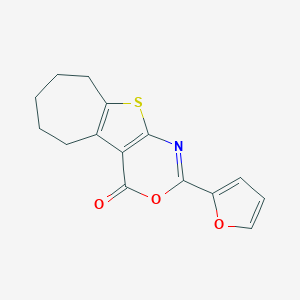 molecular formula C15H13NO3S B377826 2-(2-furanyl)-6,7,8,9-tetrahydro-5H-cyclohepta[2,3]thieno[2,4-b][1,3]oxazin-4-one 