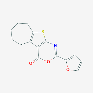 molecular formula C15H13NO3S B377826 2-(2-呋喃基)-6,7,8,9-四氢-5H-环庚[2,3]噻吩[2,4-b][1,3]噁嗪-4-酮 