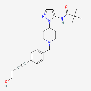 N-(1-{1-[4-(4-hydroxy-1-butyn-1-yl)benzyl]-4-piperidinyl}-1H-pyrazol-5-yl)-2,2-dimethylpropanamide