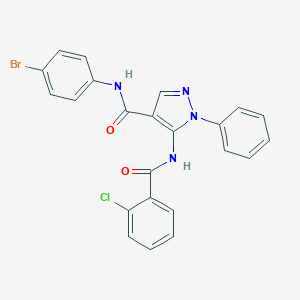 molecular formula C23H16BrClN4O2 B377836 N-(4-bromophenyl)-5-[(2-chlorobenzoyl)amino]-1-phenylpyrazole-4-carboxamide 