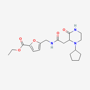 ethyl 5-({[(1-cyclopentyl-3-oxo-2-piperazinyl)acetyl]amino}methyl)-2-furoate