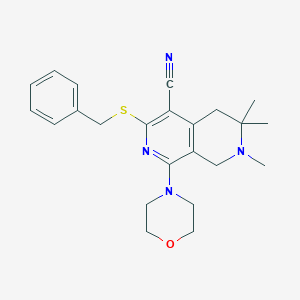 molecular formula C23H28N4OS B377848 6,6,7-Trimethyl-1-(4-morpholinyl)-3-(phenylmethylthio)-5,8-dihydro-2,7-naphthyridine-4-carbonitrile CAS No. 263413-42-9