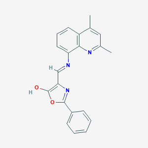 molecular formula C21H17N3O2 B377851 4-{[(2,4-dimethyl-8-quinolinyl)amino]methylene}-2-phenyl-1,3-oxazol-5(4H)-one CAS No. 309936-97-8