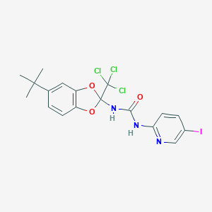 molecular formula C18H17Cl3IN3O3 B377854 N-[5-tert-butyl-2-(trichloromethyl)-1,3-benzodioxol-2-yl]-N'-(5-iodo-2-pyridinyl)urea 