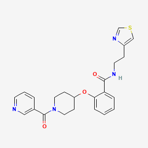 2-{[1-(3-pyridinylcarbonyl)-4-piperidinyl]oxy}-N-[2-(1,3-thiazol-4-yl)ethyl]benzamide