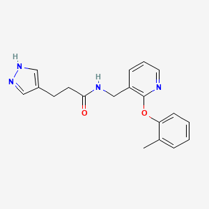 N-[[2-(2-methylphenoxy)pyridin-3-yl]methyl]-3-(1H-pyrazol-4-yl)propanamide