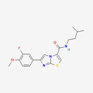 6-(3-fluoro-4-methoxyphenyl)-N-(3-methylbutyl)imidazo[2,1-b][1,3]thiazole-3-carboxamide