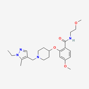 2-({1-[(1-ethyl-5-methyl-1H-pyrazol-4-yl)methyl]-4-piperidinyl}oxy)-4-methoxy-N-(2-methoxyethyl)benzamide