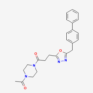 1-acetyl-4-{3-[5-(4-biphenylylmethyl)-1,3,4-oxadiazol-2-yl]propanoyl}piperazine