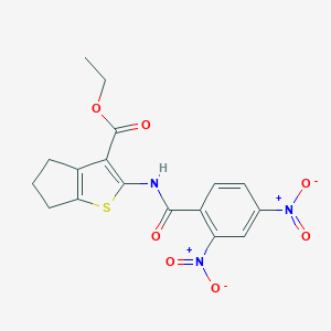 molecular formula C17H15N3O7S B377901 ethyl 2-[(2,4-dinitrobenzoyl)amino]-5,6-dihydro-4H-cyclopenta[b]thiophene-3-carboxylate CAS No. 312940-18-4