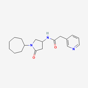 molecular formula C18H25N3O2 B3779034 N-(1-cycloheptyl-5-oxo-3-pyrrolidinyl)-2-(3-pyridinyl)acetamide 