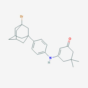 molecular formula C24H30BrNO B377912 3-{[4-(3-Bromo-1-adamantyl)phenyl]imino}-5,5-dimethyl-1-cyclohexen-1-ol 