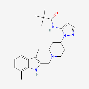 N-(1-{1-[(3,7-dimethyl-1H-indol-2-yl)methyl]-4-piperidinyl}-1H-pyrazol-5-yl)-2,2-dimethylpropanamide