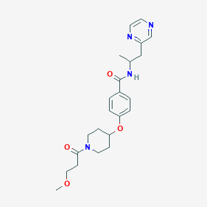 4-{[1-(3-methoxypropanoyl)-4-piperidinyl]oxy}-N-[1-methyl-2-(2-pyrazinyl)ethyl]benzamide