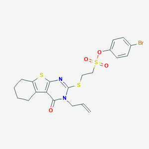 molecular formula C21H21BrN2O4S3 B377916 4-Bromophenyl 2-[(3-allyl-4-oxo-3,4,5,6,7,8-hexahydro[1]benzothieno[2,3-d]pyrimidin-2-yl)sulfanyl]ethanesulfonate 