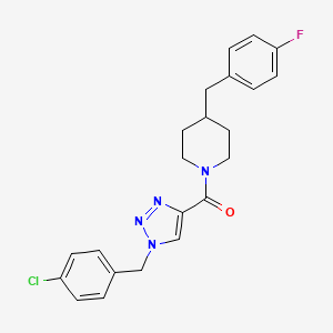 molecular formula C22H22ClFN4O B3779161 1-{[1-(4-chlorobenzyl)-1H-1,2,3-triazol-4-yl]carbonyl}-4-(4-fluorobenzyl)piperidine 