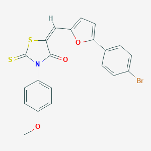 molecular formula C21H14BrNO3S2 B377918 5-{[5-(4-Bromophenyl)-2-furyl]methylene}-3-(4-methoxyphenyl)-2-thioxo-1,3-thiazolidin-4-one 