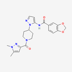 molecular formula C22H24N6O4 B3779190 N-(1-{1-[(1,5-dimethyl-1H-pyrazol-3-yl)carbonyl]-4-piperidinyl}-1H-pyrazol-5-yl)-1,3-benzodioxole-5-carboxamide 