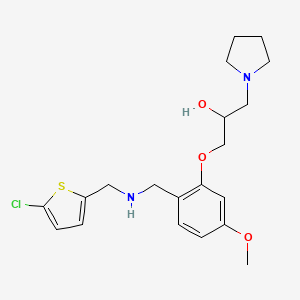 molecular formula C20H27ClN2O3S B3779191 1-[2-[[(5-Chlorothiophen-2-yl)methylamino]methyl]-5-methoxyphenoxy]-3-pyrrolidin-1-ylpropan-2-ol 