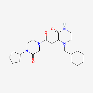 molecular formula C22H36N4O3 B3779197 4-(Cyclohexylmethyl)-3-[2-(4-cyclopentyl-3-oxopiperazin-1-yl)-2-oxoethyl]piperazin-2-one 