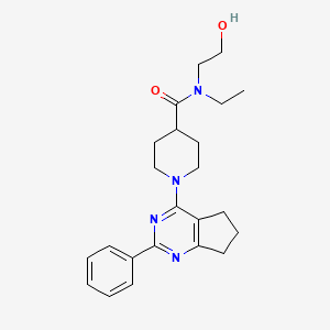 molecular formula C23H30N4O2 B3779200 N-ethyl-N-(2-hydroxyethyl)-1-(2-phenyl-6,7-dihydro-5H-cyclopenta[d]pyrimidin-4-yl)-4-piperidinecarboxamide 