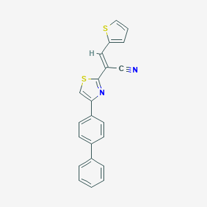 molecular formula C22H14N2S2 B377922 (E)-2-(4-([1,1'-biphenyl]-4-yl)thiazol-2-yl)-3-(thiophen-2-yl)acrylonitrile CAS No. 331950-54-0