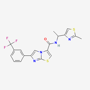 molecular formula C19H15F3N4OS2 B3779226 N-[1-(2-methyl-1,3-thiazol-4-yl)ethyl]-6-[3-(trifluoromethyl)phenyl]imidazo[2,1-b][1,3]thiazole-3-carboxamide 