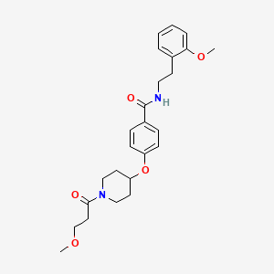 molecular formula C25H32N2O5 B3779228 N-[2-(2-methoxyphenyl)ethyl]-4-{[1-(3-methoxypropanoyl)-4-piperidinyl]oxy}benzamide 