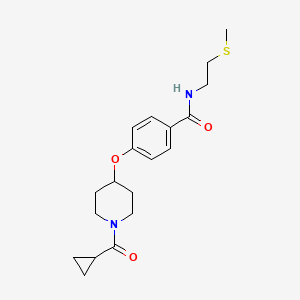 molecular formula C19H26N2O3S B3779236 4-{[1-(cyclopropylcarbonyl)-4-piperidinyl]oxy}-N-[2-(methylthio)ethyl]benzamide 