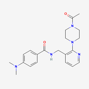 molecular formula C21H27N5O2 B3779271 N-{[2-(4-acetyl-1-piperazinyl)-3-pyridinyl]methyl}-4-(dimethylamino)benzamide 