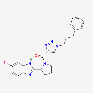 molecular formula C23H23FN6O B3779292 5-fluoro-2-(1-{[1-(3-phenylpropyl)-1H-1,2,3-triazol-4-yl]carbonyl}-2-pyrrolidinyl)-1H-benzimidazole 