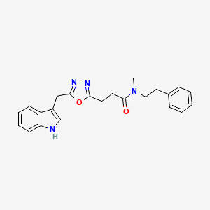 molecular formula C23H24N4O2 B3779302 3-[5-(1H-indol-3-ylmethyl)-1,3,4-oxadiazol-2-yl]-N-methyl-N-(2-phenylethyl)propanamide 