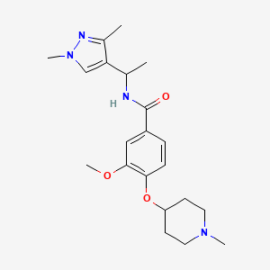 molecular formula C21H30N4O3 B3779333 N-[1-(1,3-dimethyl-1H-pyrazol-4-yl)ethyl]-3-methoxy-4-[(1-methyl-4-piperidinyl)oxy]benzamide 