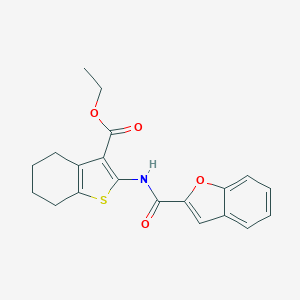 molecular formula C20H19NO4S B377938 Ethyl 2-[(1-benzofuran-2-ylcarbonyl)amino]-4,5,6,7-tetrahydro-1-benzothiophene-3-carboxylate CAS No. 106807-65-2