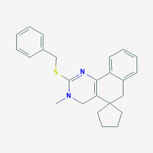 molecular formula C24H26N2S B377940 2-(Benzylsulfanyl)-3-methyl-3,4,5,6-tetrahydrospiro(benzo[h]quinazoline-5,1'-cyclopentane) 