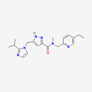 molecular formula C20H26N6O B3779400 N-[(5-ethyl-2-pyridinyl)methyl]-5-[(2-isopropyl-1H-imidazol-1-yl)methyl]-N-methyl-1H-pyrazole-3-carboxamide 