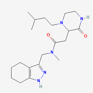 molecular formula C20H33N5O2 B3779435 N-methyl-2-[1-(3-methylbutyl)-3-oxo-2-piperazinyl]-N-(4,5,6,7-tetrahydro-1H-indazol-3-ylmethyl)acetamide 