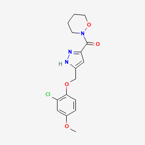 molecular formula C16H18ClN3O4 B3779460 2-({5-[(2-chloro-4-methoxyphenoxy)methyl]-1H-pyrazol-3-yl}carbonyl)-1,2-oxazinane 