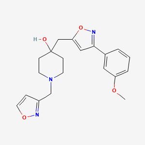 molecular formula C20H23N3O4 B3779461 1-(3-isoxazolylmethyl)-4-{[3-(3-methoxyphenyl)-5-isoxazolyl]methyl}-4-piperidinol 