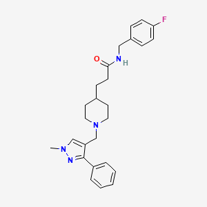 N-(4-fluorobenzyl)-3-{1-[(1-methyl-3-phenyl-1H-pyrazol-4-yl)methyl]-4-piperidinyl}propanamide