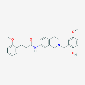 molecular formula C27H30N2O4 B3779493 N-[2-[(2-hydroxy-5-methoxyphenyl)methyl]-3,4-dihydro-1H-isoquinolin-7-yl]-3-(2-methoxyphenyl)propanamide 