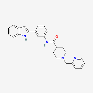 molecular formula C26H26N4O B3779501 N-[3-(1H-indol-2-yl)phenyl]-1-(2-pyridinylmethyl)-4-piperidinecarboxamide 