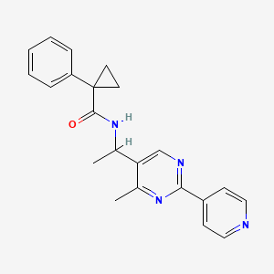 molecular formula C22H22N4O B3779509 N-{1-[4-methyl-2-(4-pyridinyl)-5-pyrimidinyl]ethyl}-1-phenylcyclopropanecarboxamide 