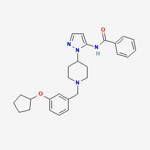 molecular formula C27H32N4O2 B3779591 N-(1-{1-[3-(cyclopentyloxy)benzyl]-4-piperidinyl}-1H-pyrazol-5-yl)benzamide 