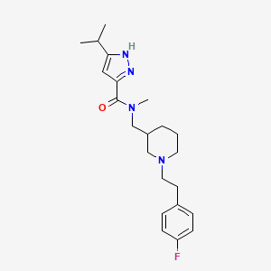 molecular formula C22H31FN4O B3779609 N-({1-[2-(4-fluorophenyl)ethyl]-3-piperidinyl}methyl)-3-isopropyl-N-methyl-1H-pyrazole-5-carboxamide 