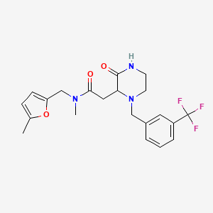 molecular formula C21H24F3N3O3 B3779622 N-methyl-N-[(5-methylfuran-2-yl)methyl]-2-[3-oxo-1-[[3-(trifluoromethyl)phenyl]methyl]piperazin-2-yl]acetamide 