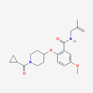 molecular formula C21H28N2O4 B3779662 2-{[1-(cyclopropylcarbonyl)-4-piperidinyl]oxy}-5-methoxy-N-(2-methyl-2-propen-1-yl)benzamide 