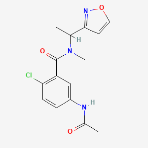 molecular formula C15H16ClN3O3 B3779669 5-(acetylamino)-2-chloro-N-(1-isoxazol-3-ylethyl)-N-methylbenzamide 